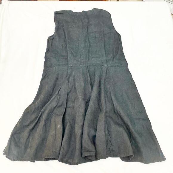 Flax 100% Linen Black Sleeveless A Line Loose Fitting Dress Pockets Size M - Picture 5 of 5